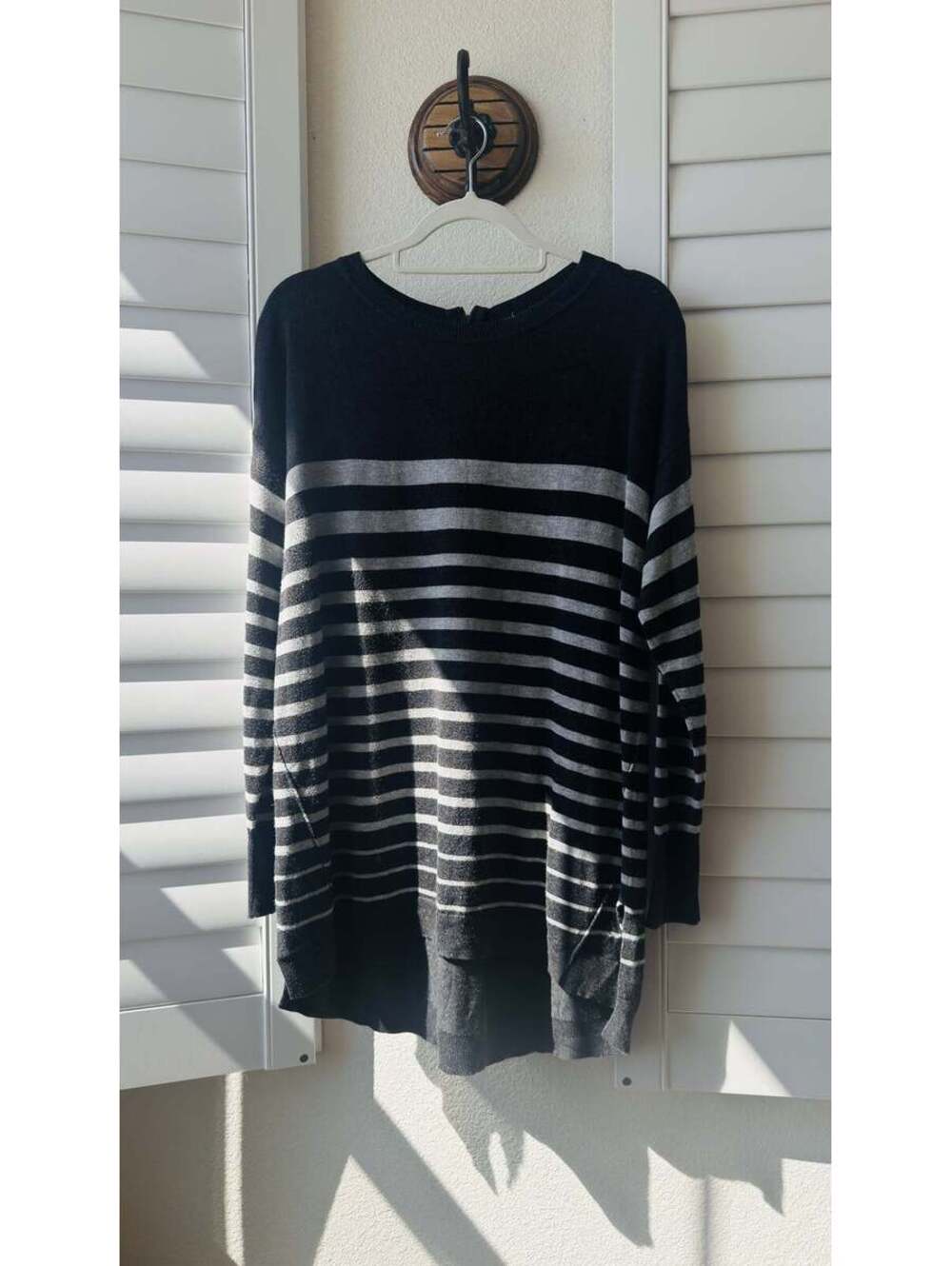 Caslon Striped High-Low Back Zip Tunic Sweater Size L